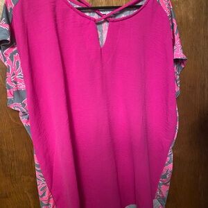 Pink and Gray Women's Top
